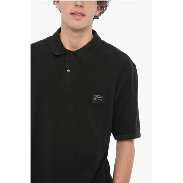 Neil Barrett Solid Color Loose Fit Polo Shirt with Piercing Detail - Image 3