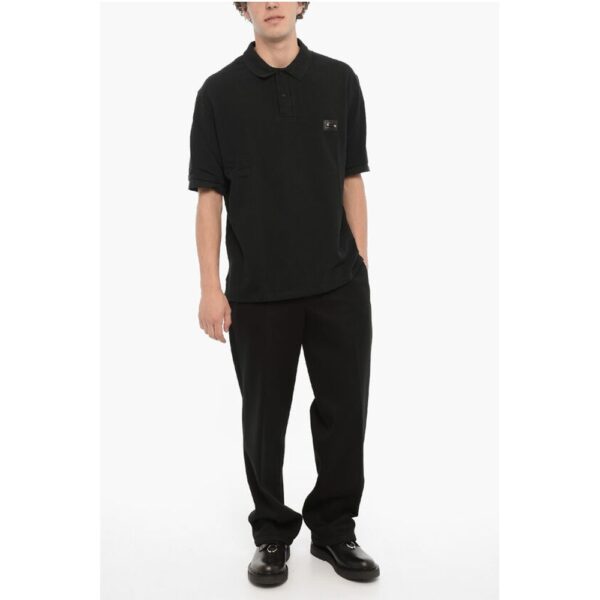 Neil Barrett Solid Color Loose Fit Polo Shirt with Piercing Detail - Image 4