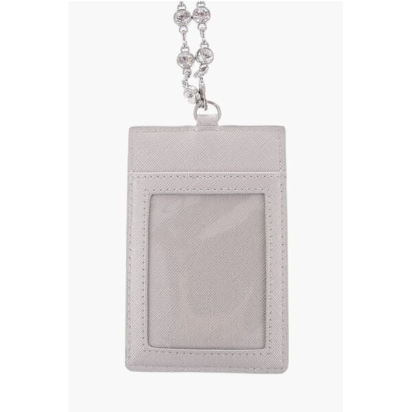 Moschino LOVE Saffiano Faux Leather Card Holder with Jewel Chain - Image 4