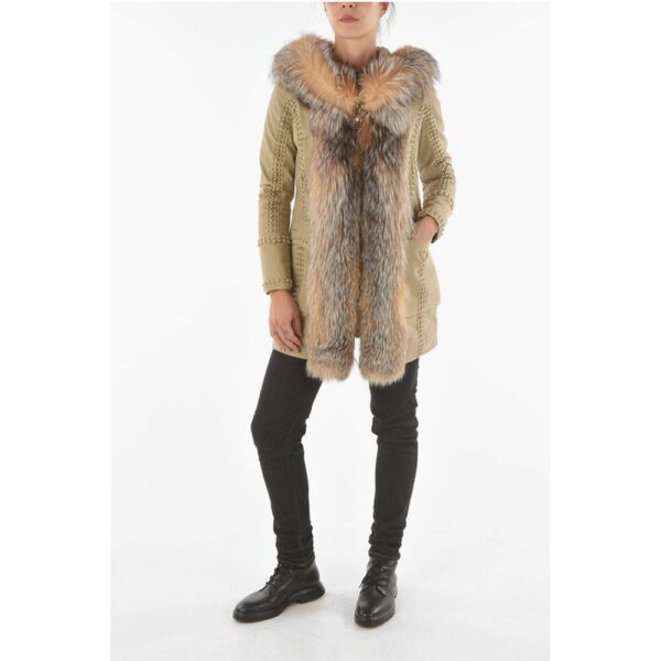 Philipp Plein COUTURE Studded Fox Fur Edged AMAZING FUR Parka - Image 4