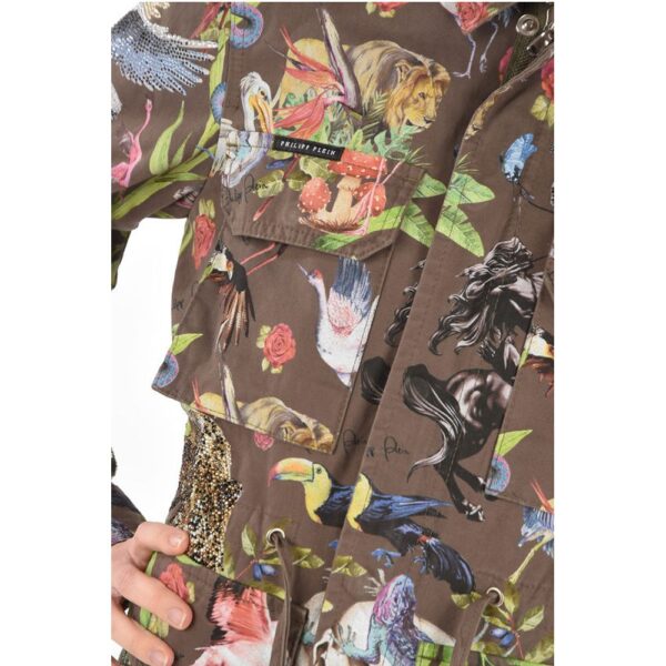 Philipp Plein COUTURE Printed Parka JUNGLE embellished with Rhinestones - Image 3