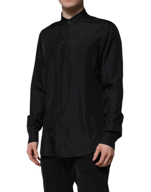Dolce & Gabbana Dark Blue Silk MARTINI Men Formal Dress Shirt - Image 3