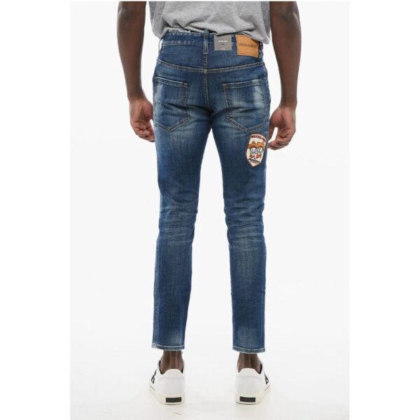 Dsquared² Skater Fit Delavè Denims with Embroidered Patches 15cm - Image 2