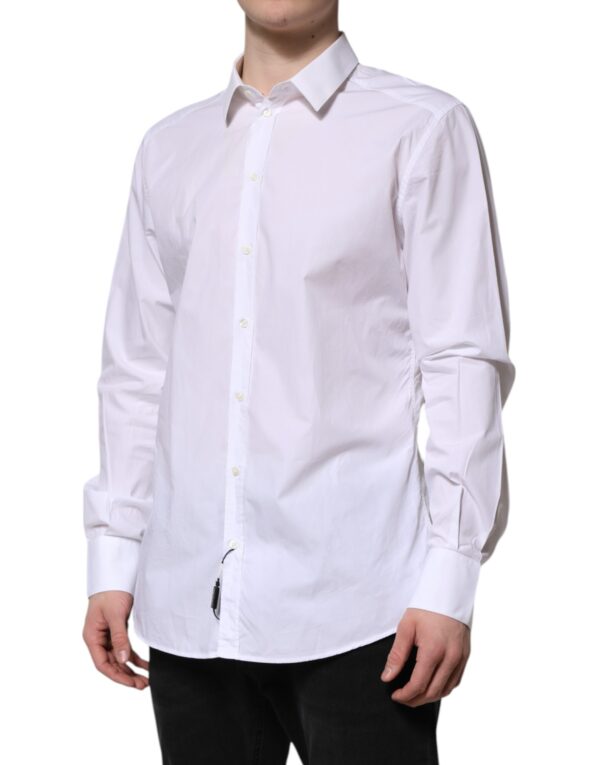 Dolce & Gabbana White Cotton GOLD Long Sleeves Dress Shirt - Image 3