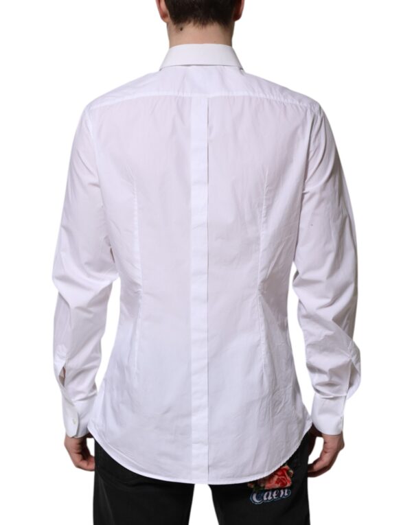 Dolce & Gabbana White Cotton GOLD Long Sleeves Dress Shirt - Image 4