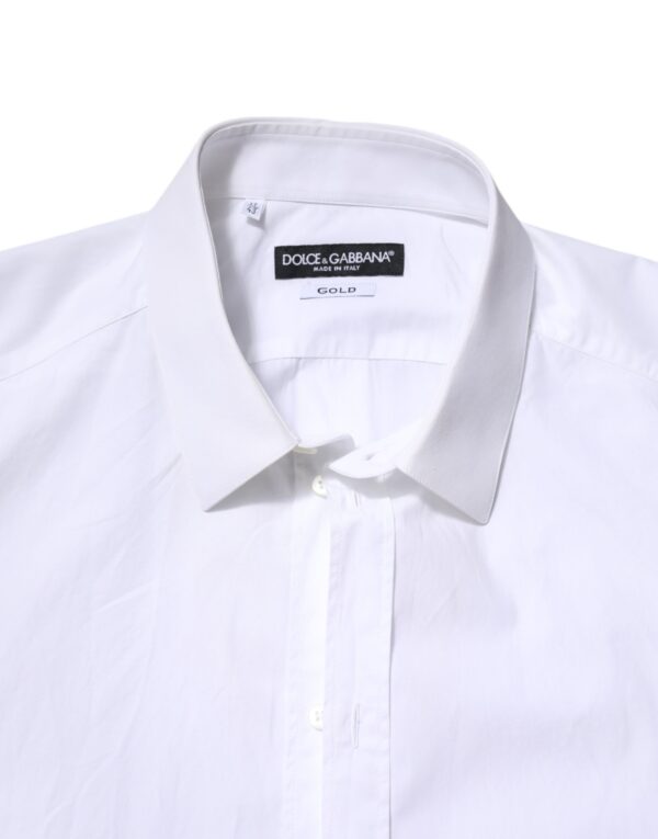 Dolce & Gabbana White Cotton GOLD Long Sleeves Dress Shirt - Image 5