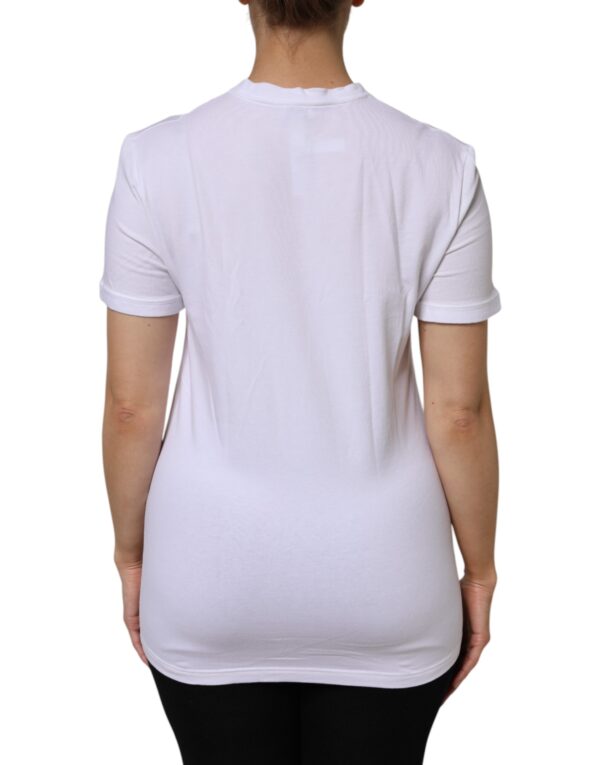 Dolce & Gabbana White Cotton Short Sleeves V-Neck Top T-shirt - Image 4