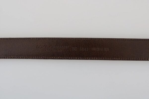 Dolce & Gabbana Blue Perforated Leather Gray Buckle Belt - Image 4