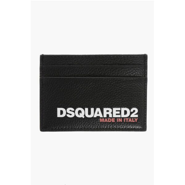 Dsquared² Textured Leather Card Holder with Printed Logo