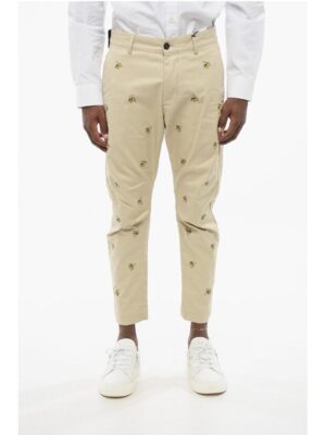 Dsquared² Cotton BANANA Chinos Pants with All-Over Embroideries
