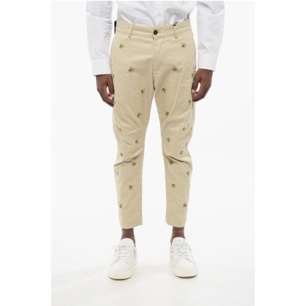 Dsquared² Cotton BANANA Chinos Pants with All-Over Embroideries