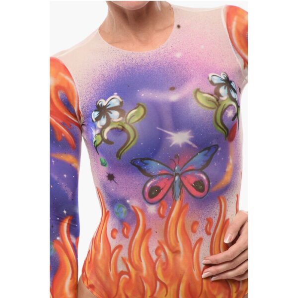 Dsquared² Graffiti Patterned Sheer Bodysuit - Image 3