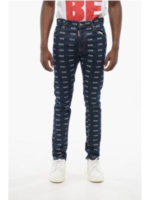 Dsquared² Monogram Printed Skinny Fit Denims 15cm