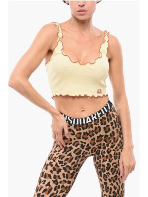 Dsquared² Ribbed Crop Top with Embroidered Logo