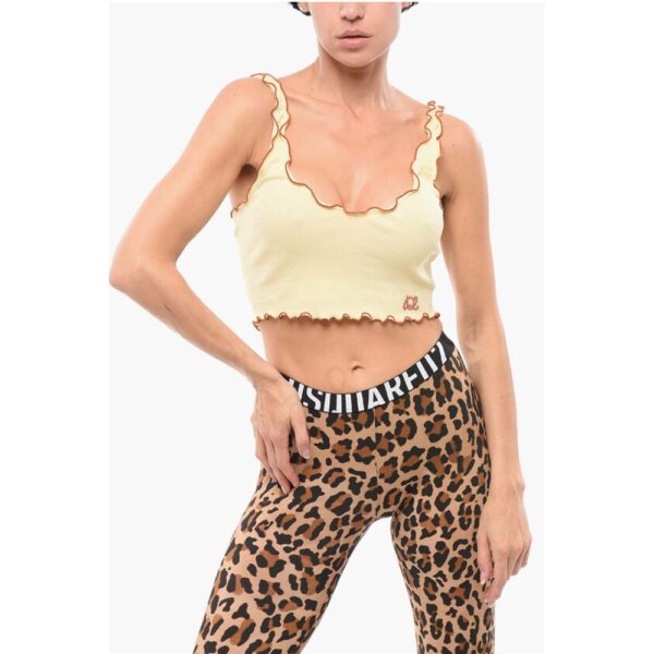 Dsquared² Ribbed Crop Top with Embroidered Logo