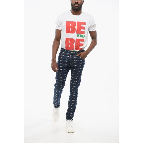 Dsquared² Monogram Printed Skinny Fit Denims 15cm - Image 4
