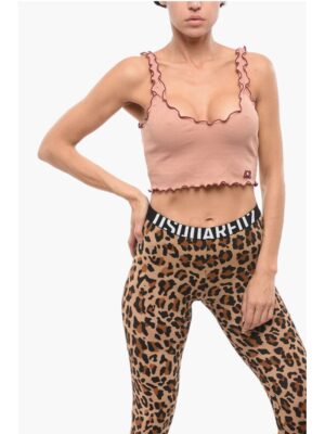 Dsquared² Ribbed Crop Top with Embroidered Logo