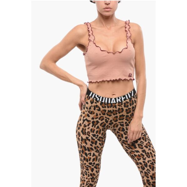 Dsquared² Ribbed Crop Top with Embroidered Logo