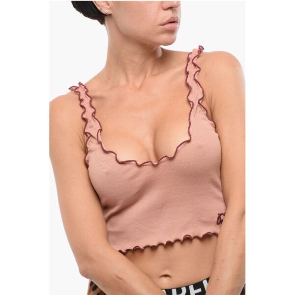 Dsquared² Ribbed Crop Top with Embroidered Logo - Image 3