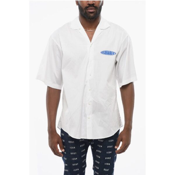 Dsquared² Popeline Bowling Shirt with Printed Logo