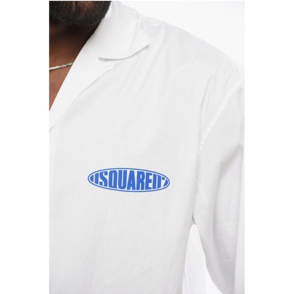 Dsquared² Popeline Bowling Shirt with Printed Logo - Image 3