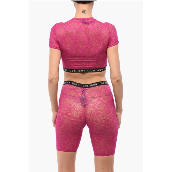 Dsquared² Lace Crop Top with Logoed Elastic Band - Image 2