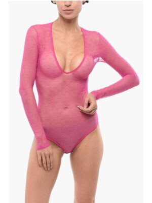 Dsquared² Long-sleeved Monogram Lace Bodysuit