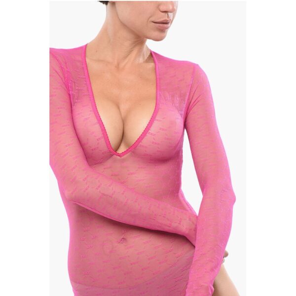 Dsquared² Long-sleeved Monogram Lace Bodysuit - Image 3