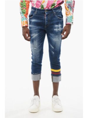 Dsquared² Dark Washed Sailor Fit Denims with Printed Bands 15cm