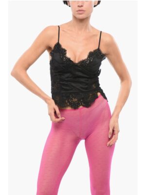 Dsquared² Silk and Lace Crop Top
