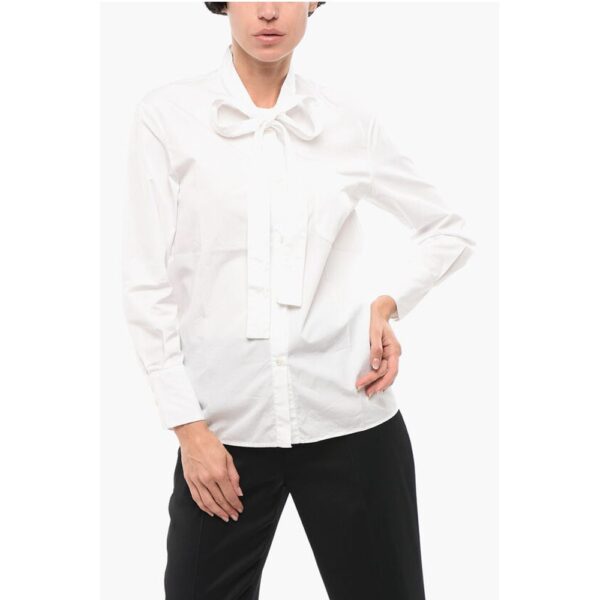 Department 5 Poplin Cotton ENTI Shirt with Bow Neckline