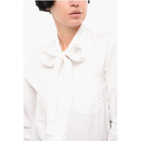 Department 5 Poplin Cotton ENTI Shirt with Bow Neckline - Image 3