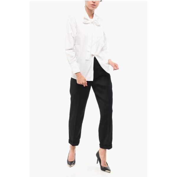 Department 5 Poplin Cotton ENTI Shirt with Bow Neckline - Image 4