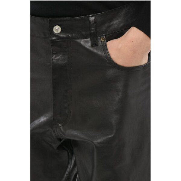 Gucci 5-Pocketed Leather Pants with Belt Loops - Image 3