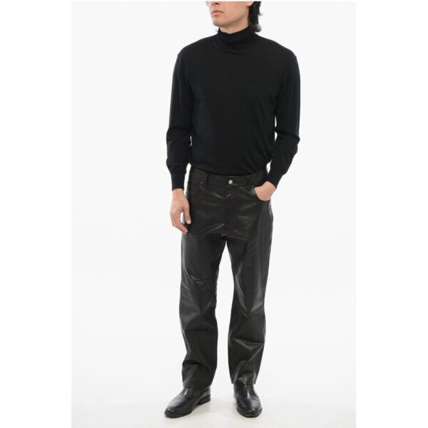 Gucci 5-Pocketed Leather Pants with Belt Loops - Image 4