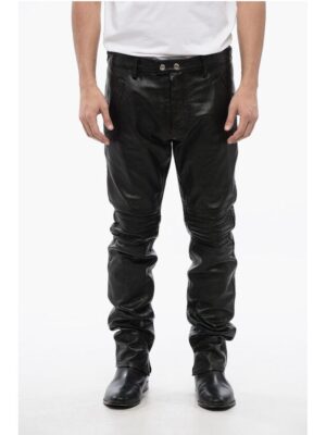 Dsquared² Textured Leather Pants with Biker Details