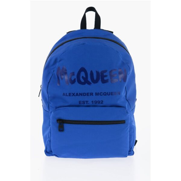 Alexander McQueen METROPOLITAN Backpack with Printed Ton-Sur-Ton Logo