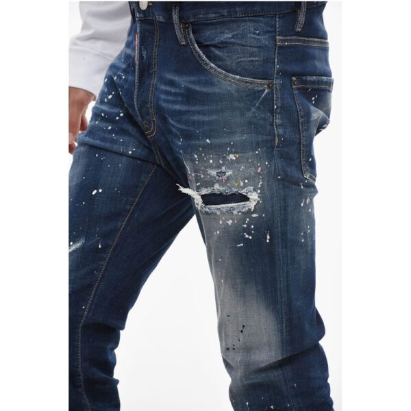 Dsquared² TWINPHONY Dark-washed Cool Guy Denims with Paint Motif - Image 3