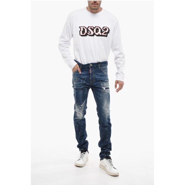 Dsquared² TWINPHONY Dark-washed Cool Guy Denims with Paint Motif - Image 4