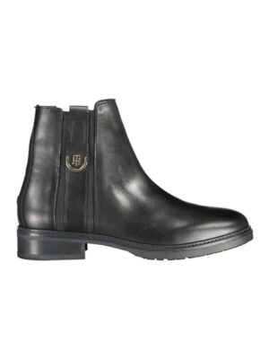 Tommy Hilfiger Black Leather Women Boot