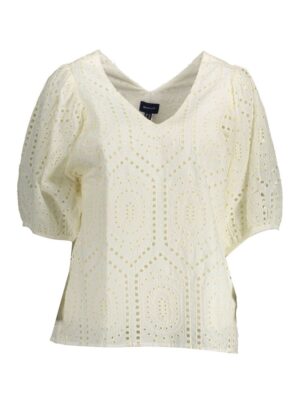 Gant White Cotton Women T-Shirt