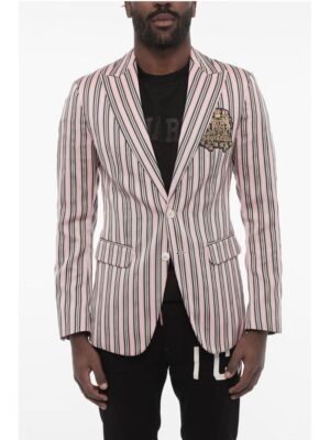 Dsquared² Striped 2 Button Blazer with Flap Pockets