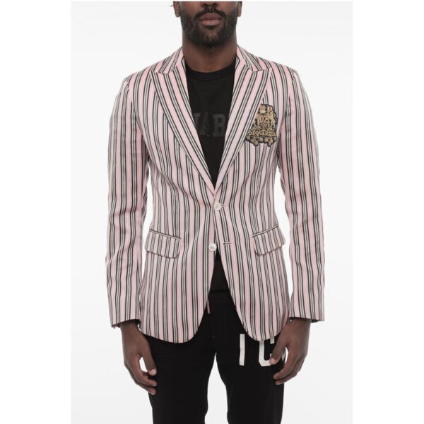Dsquared² Striped 2 Button Blazer with Flap Pockets
