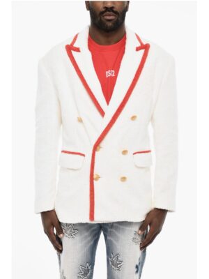 Dsquared² Terry Cotton Double Breasted Blazer with Golden-Buttons