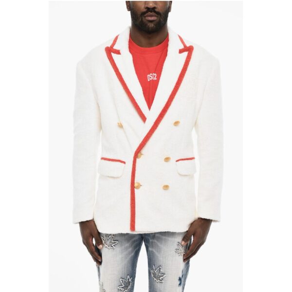 Dsquared² Terry Cotton Double Breasted Blazer with Golden-Buttons