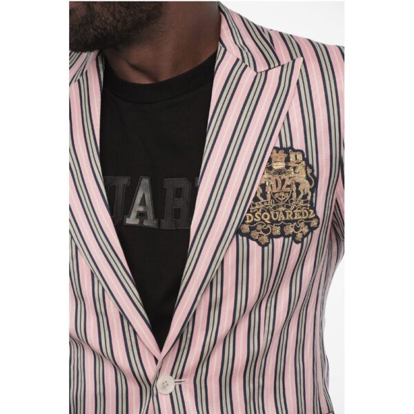 Dsquared² Striped 2 Button Blazer with Flap Pockets - Image 3