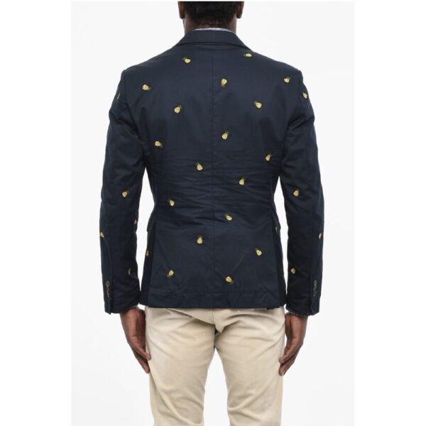 Dsquared² embroidered Cotton 2 Buttons Blazer with Flap Pockets - Image 2