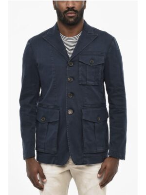Dsquared² Cotton 4 Buttons Blazer With Logoed Buttons