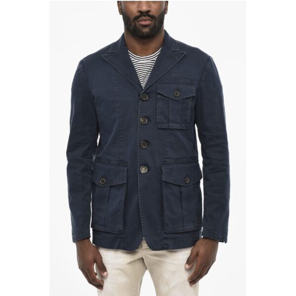 Dsquared² Cotton 4 Buttons Blazer With Logoed Buttons