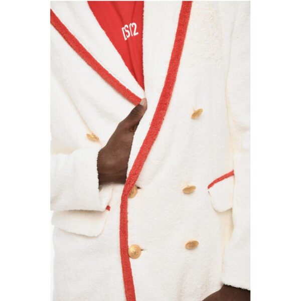 Dsquared² Terry Cotton Double Breasted Blazer with Golden-Buttons - Image 3
